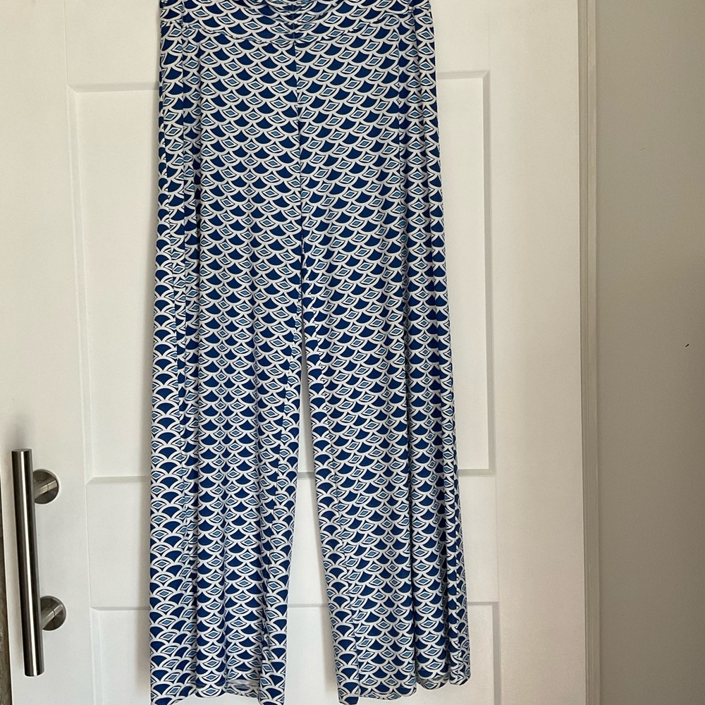 Sophisticated, fun and funky watercolor Palazzo pants from Isle by Melis Kozan